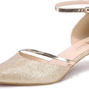 Women Dress Pump Low Kitten Heels Water Resistant Elegant Open Toe